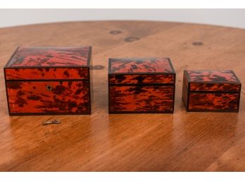 Set Of Three Tortoise Shell Style Nesting Trinket Boxes