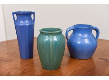 Set Of Three Glazed Pottery Jugs