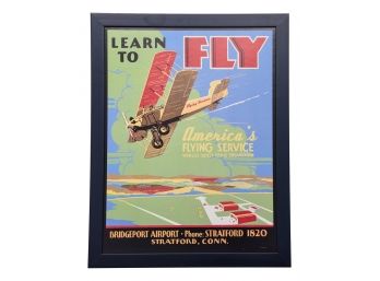 Vintage Arte 'Learn To Fly' Curtiss Wright Flying Service Framed Print