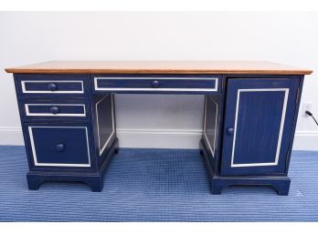 Custom Made By 'Go To Your Room' Distressed Painted Two Tone Wood Computer Desk