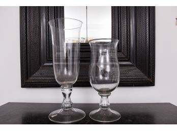 Pair Of Hurricane Glass Candleholders