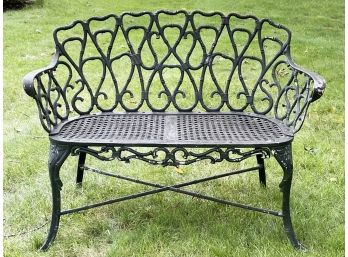 A Vintage Cast Aluminum Outdoor Garden Bench - SCARSDALE - FARLEY RD.