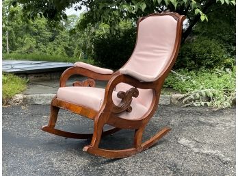 An Antique Empire Style Rocking Chair In Leather - CHAPPAQUA - SUNSET DR.