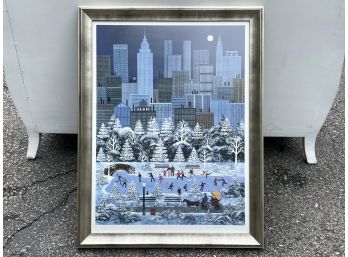 A Framed Winter Cityscape - Signed By Jane Wooster Scott - CHAPPAQUA - SUNSET DR.