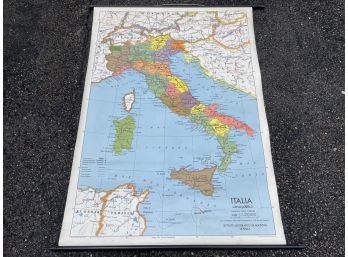 A Vintage School Room Pull Down Map Of Italy - CHAPPAQUA - SUNSET DR.