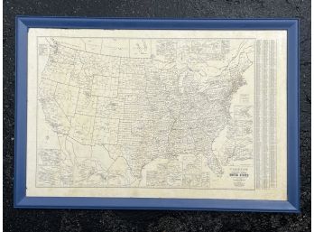 A Vintage Framed Map Of The United States - CHAPPAQUA - SUNSET DR.