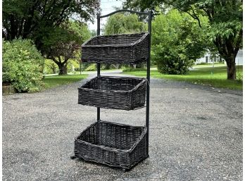 A Metal And Wicker Etagere - CHAPPAQUA - SUNSET DR.