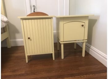 A Pairing Of Painted Wood Nightstands And A Corner Chair (Possibly Pottery Barn) - SCARSDALE - FARLEY RD.