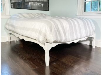 A White Painted Wood Full Size Platform Bedstead By Pottery Barn Teen - SCARSDALE - FARLEY RD.