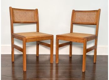 A Pair Of Mid Century Modern Oak And Cane Side Chairs - SCARSDALE - FARLEY RD.