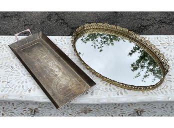 A Silver Tray By Vera Wang And A Mirrored Vanity Tray - CHAPPAQUA - SUNSET DR.