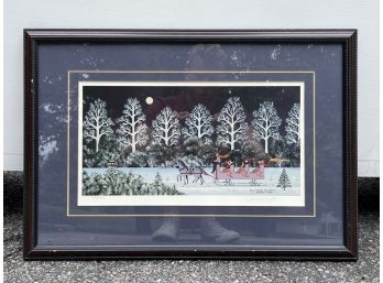 A Framed Winter Print - Signed By Jane Wooster Scott - CHAPPAQUA - SUNSET DR.