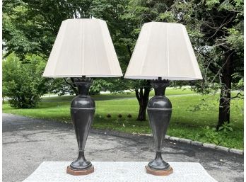 A Pair Of Bronze Tone Lamps - CHAPPAQUA - SUNSET DR.