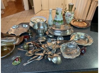 MISC SILVERPLATE, KITCHENWARE, PORCELAIN, ETC.