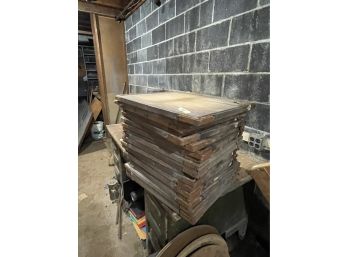 TWENTY VINTAGE OAK PRINTERS BOARDS