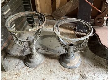 TWO FUNKY CAST IRON ANTIQUE STANDS