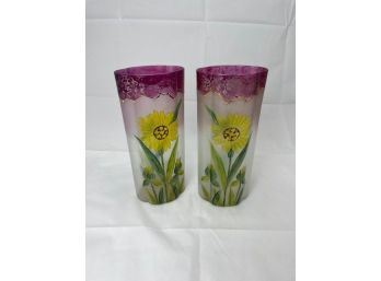 Pair Of 1920s Hand Painted Vases