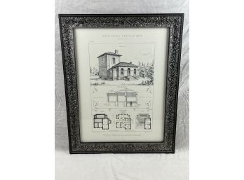 Architectural Lithograph In Beautiful Frame