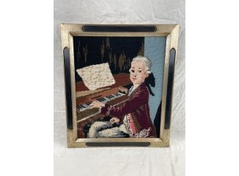 Cross Stitch Portrait Of Mozart Framed