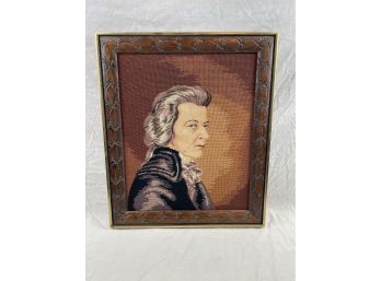 Cross Stitch Portrait Of Man Framed