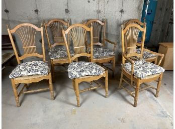 Set Of 6 Kitchen Chairs With Wicker And Cushions