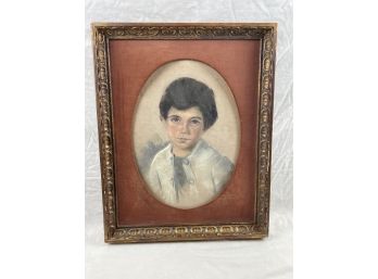 Pastel Of Young Boy Artist Signed Professionally Framed