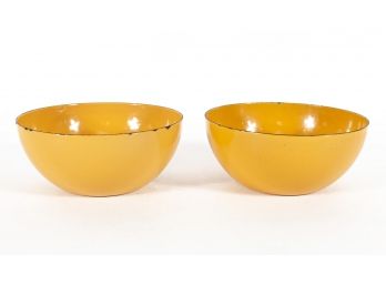 Vintage Enameled Cereal Bowls Attributed To Cathrineholm - A Pair