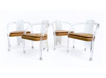 Vintage Charles Hollis Jones Style Tubular Lucite Chairs - Set Of 4