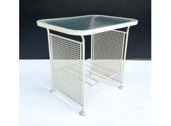 Mid Century Sculpted Metal Mesh Side Table With Glass Insert By Woodard