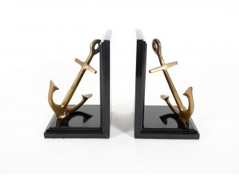 Vintage Bookends With Brass Anchors