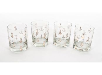 CocktailGlasses With Gold Anchor Accents By Culver - Set Of 4
