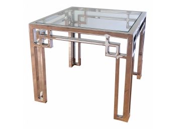 Mastercraft Style Chrome And Glass Side Table