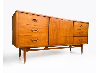 Mid Century 9-drawer Walnut Dresser By Dixie