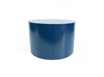 Blue Painted Wood Drum Table Base