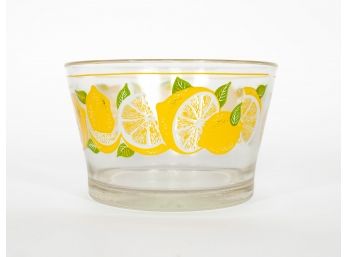 Vintage Glass Ice Bucket With Lemon Motif By Culver