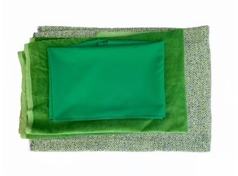Various Vintage Green Fabric Remnants