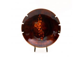 Vintage Enameled Copper Ashtray By Bovanno