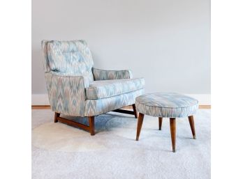 Mid Century Lawrence Peabody For Selig Upholstered Lounge Chair And Footstool