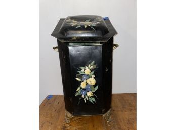 B31, Black Large Coal Bin With Floral Design