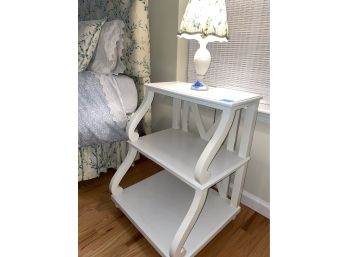 B3, Pair Of White Bedside Transitional Open Front Tables