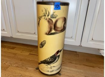 B10, Yellow Umbrella Stand With Birds With Apples And Butterflies