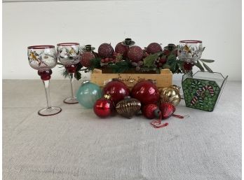 Gorgeous Heavy Glass Christmas Ornaments, Candle Holders And Decor