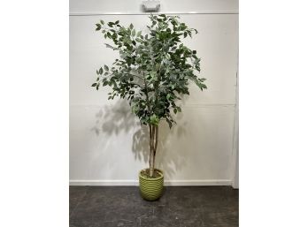 Large Faux Ficus Tree With Ceramic Planter - 82'H