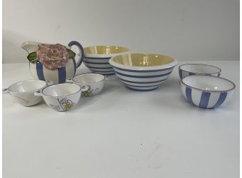 Blue & White Bowls & Creamer