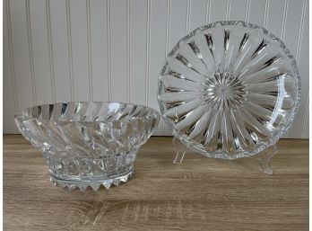 Heavy Crystal Serving Bowl And Coordinating Platter