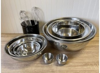 Huge Assortment Of Extra Large Stainless Steel Mixing Bowls, Whisks By Dansk And More