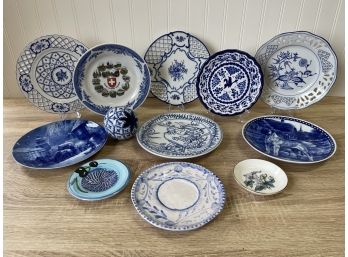 Assorted Blue & White Plate Collection