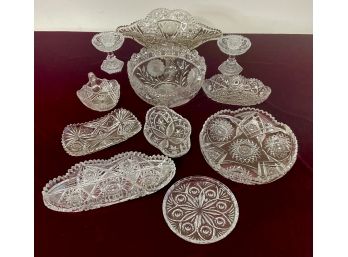 Lovely Collection Of Vintage Cut Glass Bowls And Candy Dishes