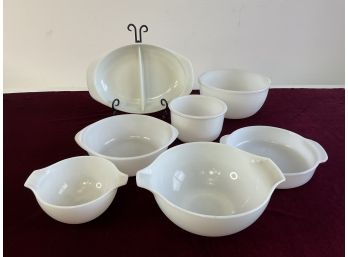 Vintage White Pyrex Mixing Bowls And More