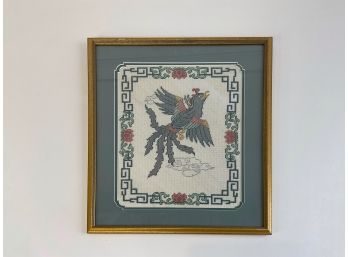 Framed Needlepoint Phoenix